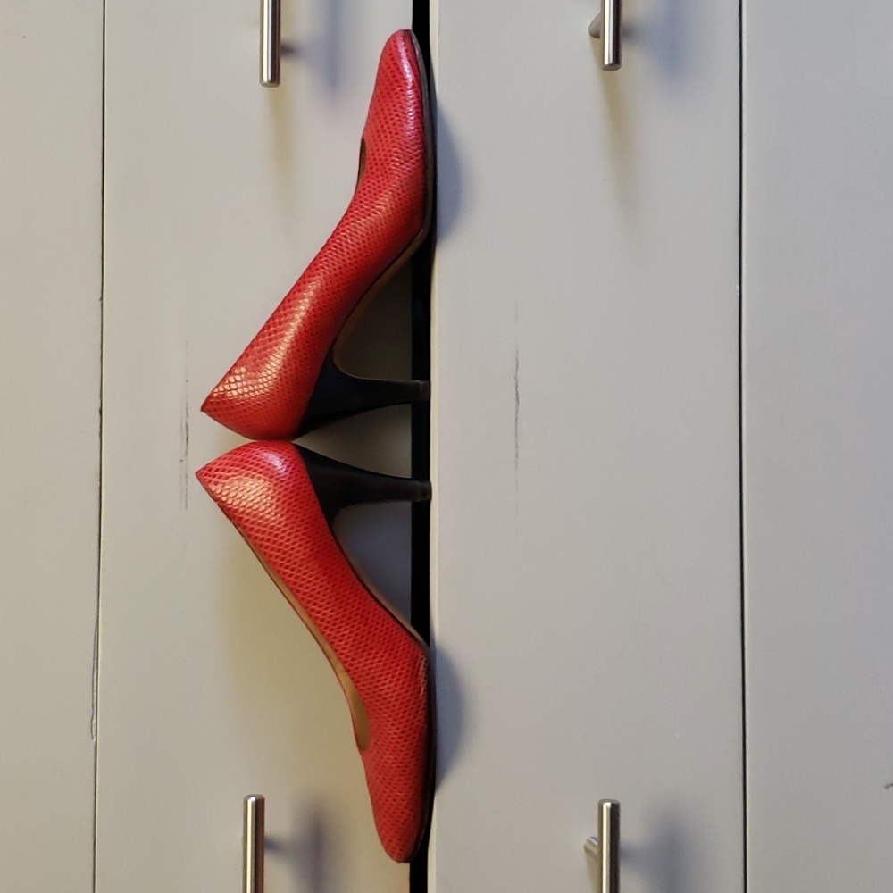 Vintage Ferragamo Red Snake Skin Heels {6.5}